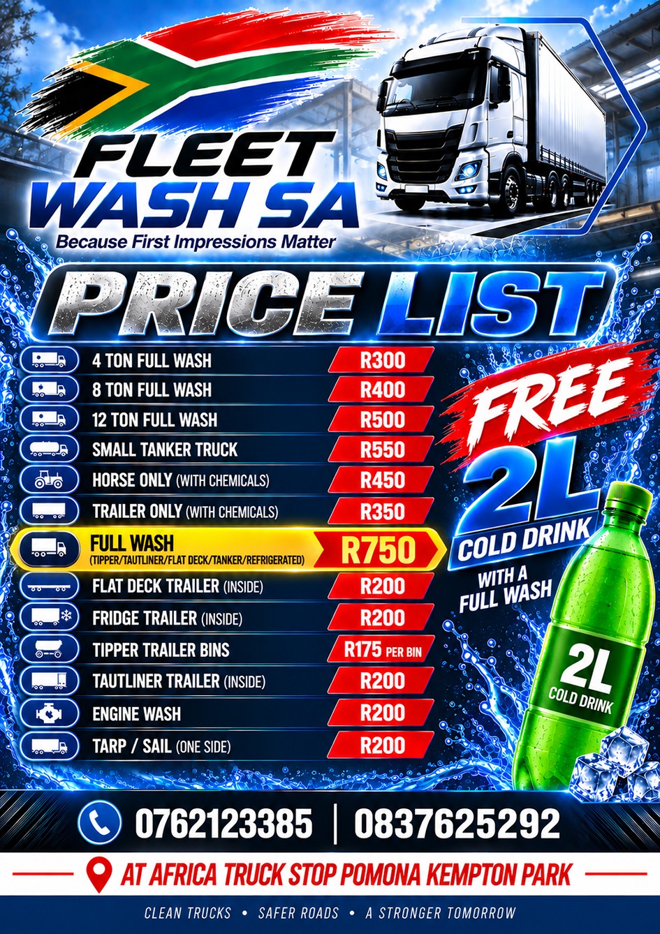 Fleet Wash SA price list and full wash special
